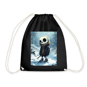 Skull in the snow - Totenkopf, Skelett - Turnbeutel - Schwarz - Vorne
