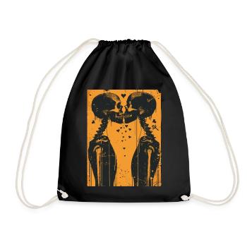 French Kiss - Skull, Skelett, Totenkopf - Turnbeutel - Schwarz - Vorne