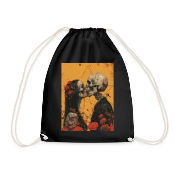 French Kiss - Skull, Skelett, Totenkopf - Turnbeutel - Schwarz - Vorne