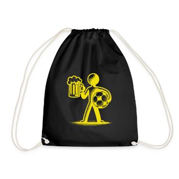 Figurine allumette dorée avec chope de bière et ballon de football - Sac de sport léger - noir - Devant