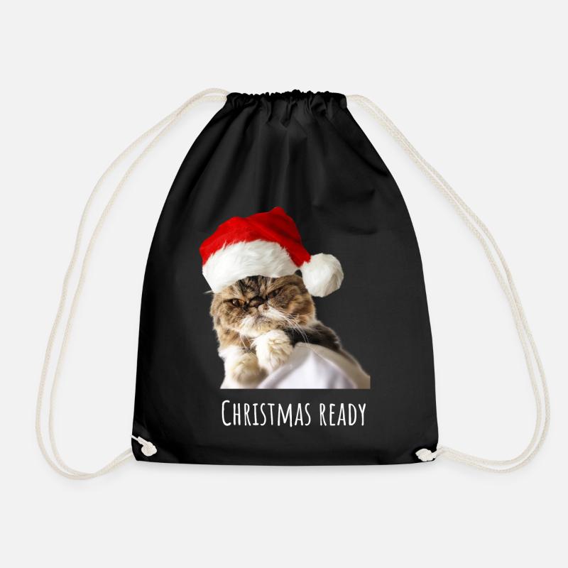 Angry Cat - Christmas Ready - Turnbeutel - Schwarz