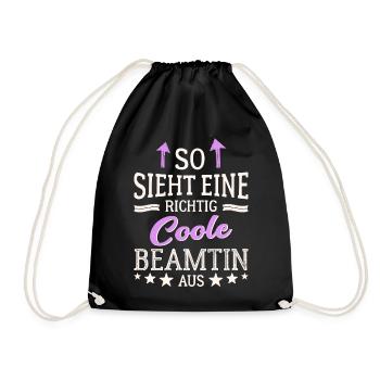 So sieht eine richtig coole Beamtin aus - Turnbeutel - Schwarz - Vorne