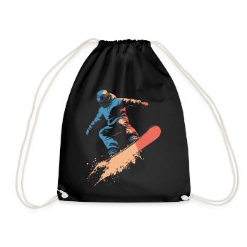 Snowboarder Snowboarding Sprung Vintage - Turnbeutel - Schwarz - Vorne