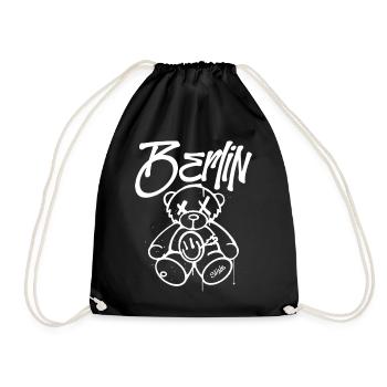 Cadeau de mascotte d’ours de Berlin de style berlinois - Sac de sport léger - noir - Devant