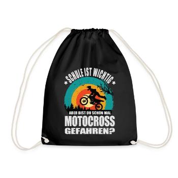 Motocrossfahrer Geschenke Motocross Biker Sprüche - Turnbeutel - Schwarz - Vorne