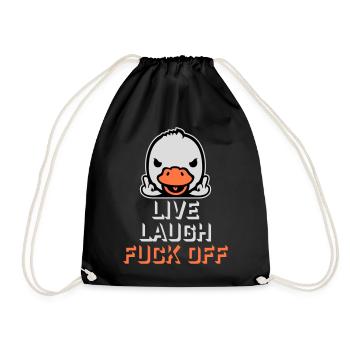 Goose Live Laugh Duck Off Sunglasses Middle Finger - Drawstring Bag - black - Front