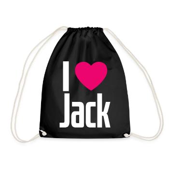 I Love Jack Pink Heart I Love Jack - Drawstring Bag - black - Front
