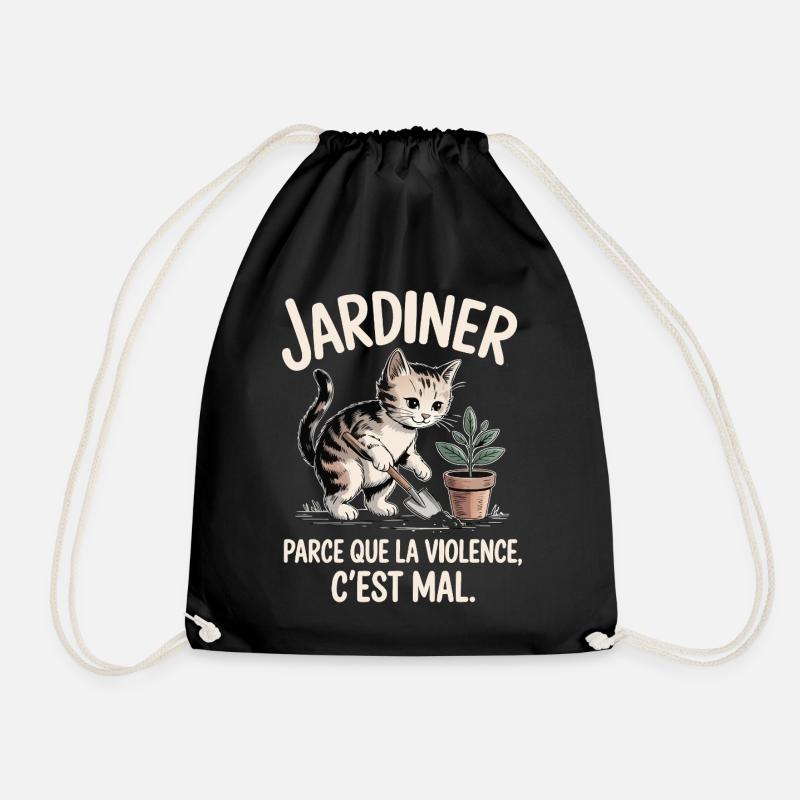 Gardening, because violence is bad - Drawstring Bag - black