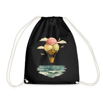 Surreales Eisballon Motiv – Vintage Fantasie - Turnbeutel - Schwarz - Vorne