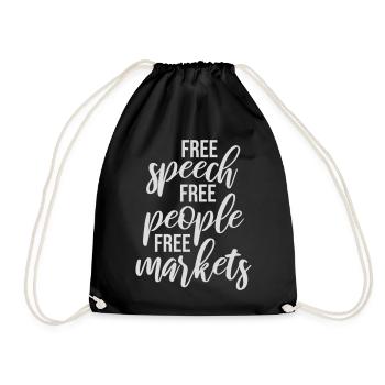Free Speech Markets People Libertär Freiheit Logo - Turnbeutel - Schwarz - Vorne