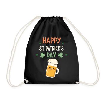 Saint-Patrick Happy Bière Dessin - Sac de sport léger - noir - Devant