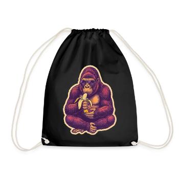 Gorille avec des lunettes de soleil mangeant une banane - Sac de sport léger - noir - Devant