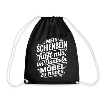 Schienbein trifft Möbel Humor Spruch - Turnbeutel - Schwarz - Vorne