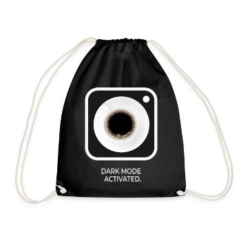 Dark Mode Activated Coffee Saying Design - Drawstring Bag - black - Front
