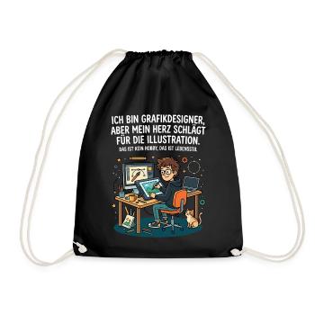 Grafikdesigner Illustration Leidenschaft - Turnbeutel - Schwarz - Vorne