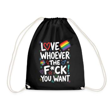 LGBT-Pride-Monat – Liebe wen zum Teufel du willst - Turnbeutel - Schwarz - Vorne