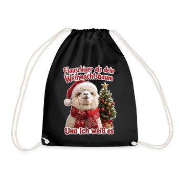 Flauschiger als dein Weihnachtsbaum - Turnbeutel - Schwarz - Vorne