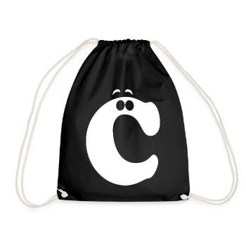 Large C Style Print | Letter C Funny C Logo - Drawstring Bag - black - Front