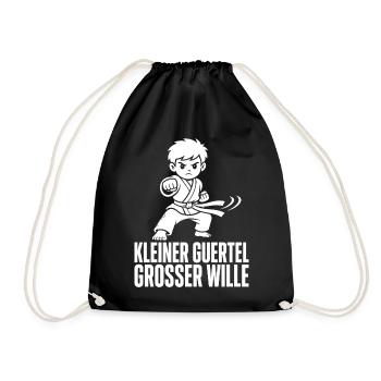 tKleiner Gürtel Großer Wille – Karate Kind - Turnbeutel - Schwarz - Vorne