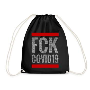 FCK COVID19 (white) - Drawstring Bag - black - Front