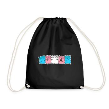 Trans flag hamster design for trans people - Drawstring Bag - black - Front