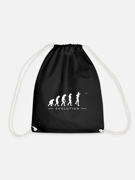Discgolf Discgolfer Evolution Entwicklung - Turnbeutel - Schwarz
