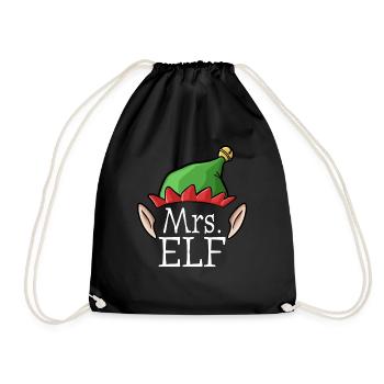 Mrs. Elf Wife - Girlfriend Xma's Christmas Design - Drawstring Bag - black - Front