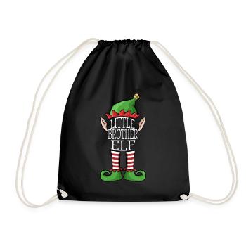 Little Elf Brother Xmas Christmas Family Costume - Drawstring Bag - black - Front