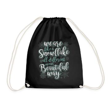 We Are Like A Snowflake - Statement Motivation - Turnbeutel - Schwarz - Vorne