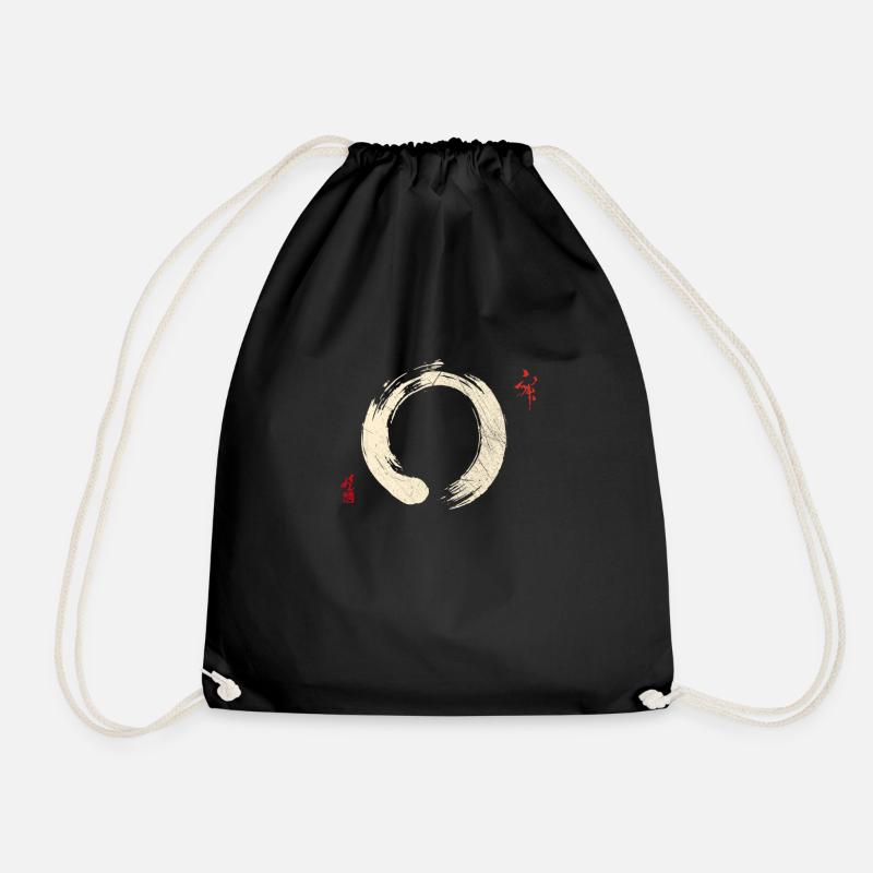 Zen Enso Buddhism Circle - Buddha Om Buddhist - Drawstring Bag - black