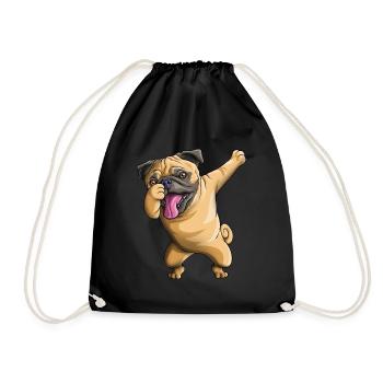 Dabbing Pug Funny Pug Lover Kids Boys Girls Dab - Drawstring Bag - black - Front
