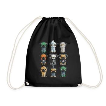 Cute Pug Halloween Funny Pug for Halloween for Dog - Drawstring Bag - black - Front
