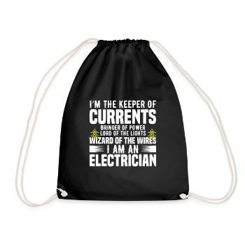 Elektriker Geschenk - Turnbeutel - Schwarz - Vorne