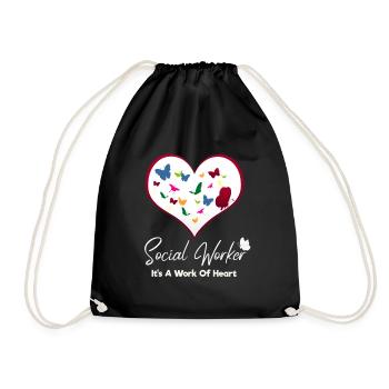 Social Worker It's A Work Of Heart Sozialarbeiter - Drawstring Bag - black - Front