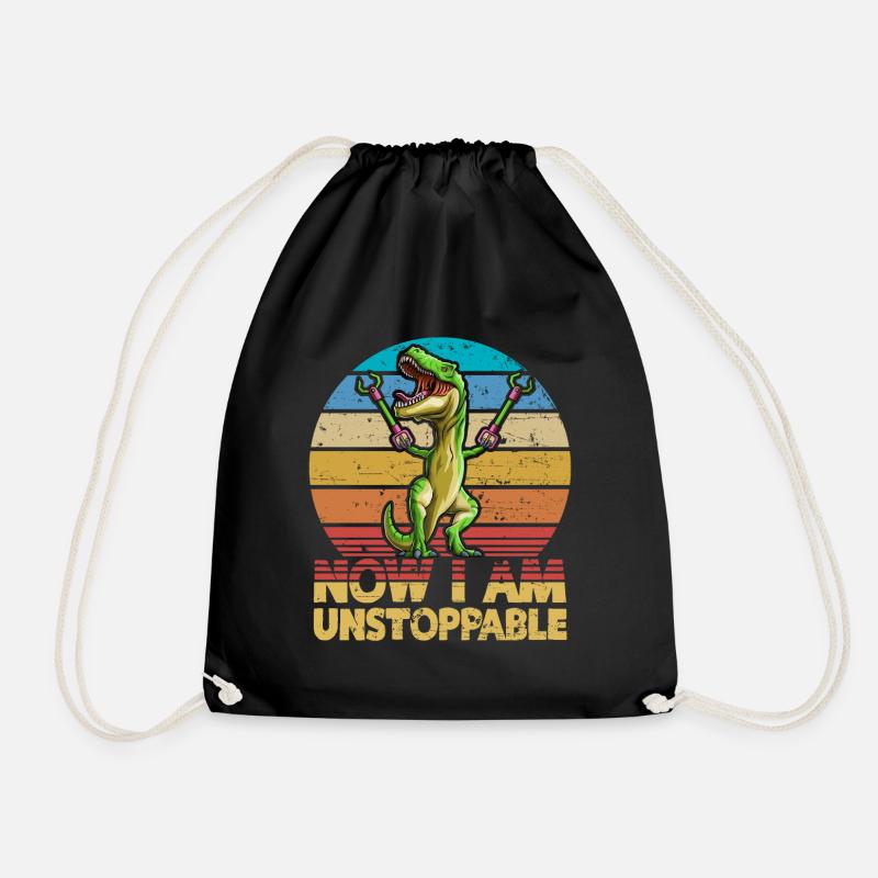 Jetzt bin ich unaufhaltsamer T-Rex-Dinosaurier im Retro-Stil - Turnbeutel - Schwarz