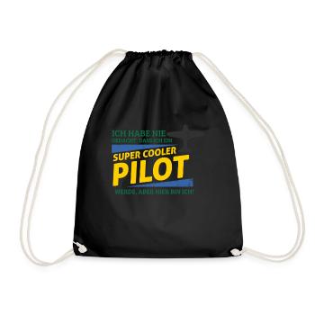Alten Flugzeug - Pilot - Turnbeutel - Schwarz - Vorne