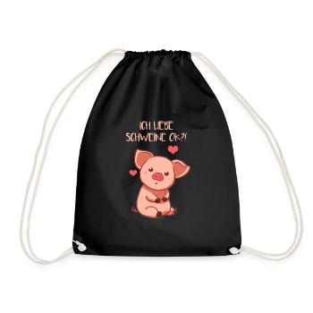 J'adore les cochons ok végétarien porcelet vegan - Sac de sport léger - noir - Devant