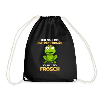 Ich scheiss auf den Prinzen ich will den Frosch - Turnbeutel - Schwarz - Vorne