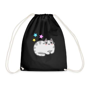 Süßen Kawaii Katze Und Sternen - Kawaii - Turnbeutel - Schwarz - Vorne