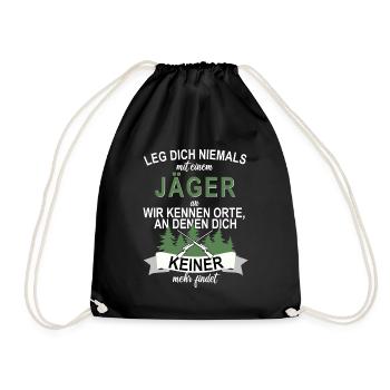 Jäger Jagd Wald Hobby Freizeit - Turnbeutel - Schwarz - Vorne