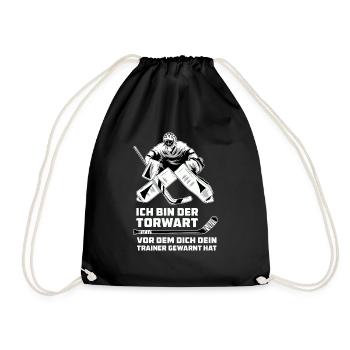 Ambitionierten Eishockey Torwart - Turnbeutel - Schwarz - Vorne