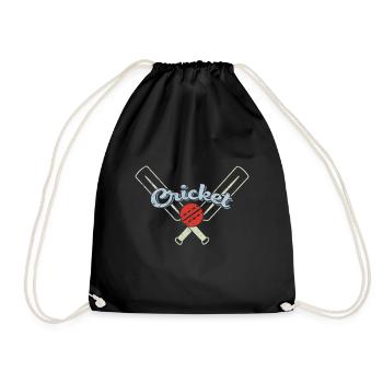 Two crossed cricket bats - cricket - Drawstring Bag - black - Front