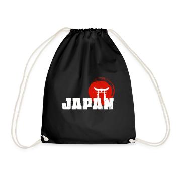 Japanischen Flagge Und Einem Schrein - Turnbeutel - Schwarz - Vorne