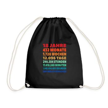 18. Geburtstag Geschenk lustig - endlich erwachsen - Turnbeutel - Schwarz - Vorne