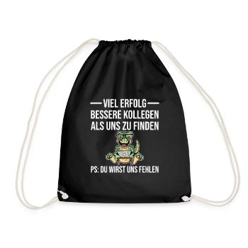 Abschiedsgeschenk Kollege und Mitarbeiter Büro - Turnbeutel - Schwarz - Vorne