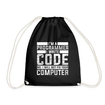 Programmer Developer - Code Nerd Geek - Drawstring Bag - black - Front