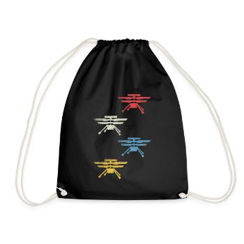Retro Mars Helicopter - Space Space Flight Vintage - Drawstring Bag - black - Front