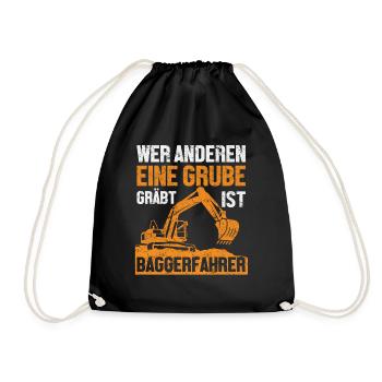 Bagger Baggerfahrer Baggerführer - Turnbeutel - Schwarz - Vorne