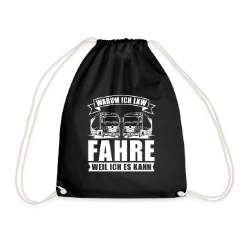 LKW Fahrer Lastwagenfahrer Fernfahrer Trucker - Turnbeutel - Schwarz - Vorne