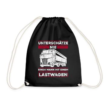LKW Fahrer Lastwagenfahrer Fernfahrer Trucker - Turnbeutel - Schwarz - Vorne
